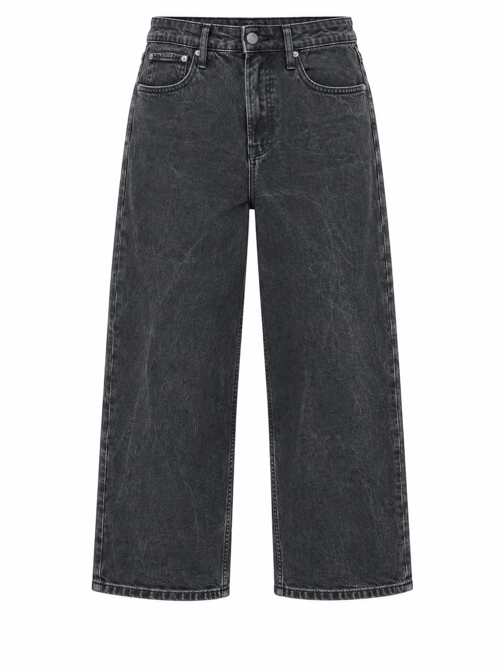 Free Assembly Women’s Washed Black High-Rise Wide-Leg Denim Jeans